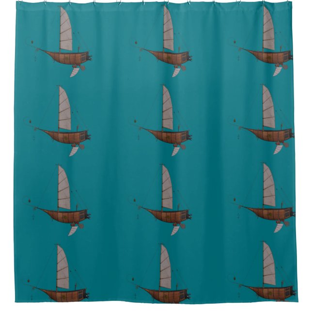 Steampunk Airship Shower Curtain (Front)