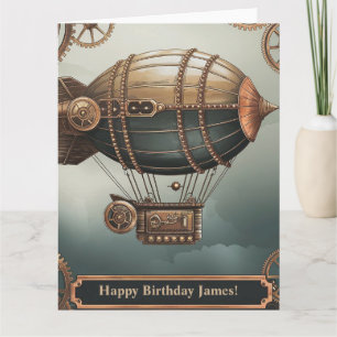 Steampunk Airship Vintage Adventure Design Card