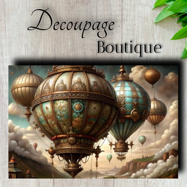 Steampunk Airships Decoupage Tissue Paper (Steampunk Airships Decoupage Tissue Paper)