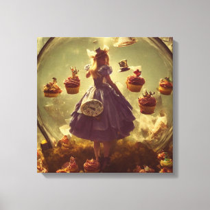 Steampunk Alice and Cupcakes Canvas Print