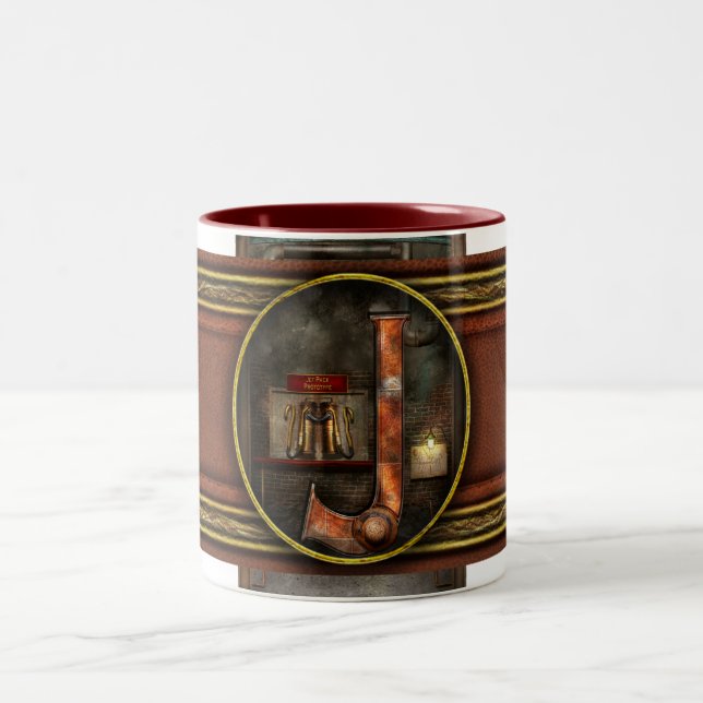 Steampunk - Alphabet - J is for Jet Pack Two-Tone Coffee Mug (Center)