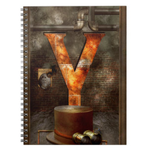 Steampunk - Alphabet - Y is for Yellow Goggles Spiral Notebook