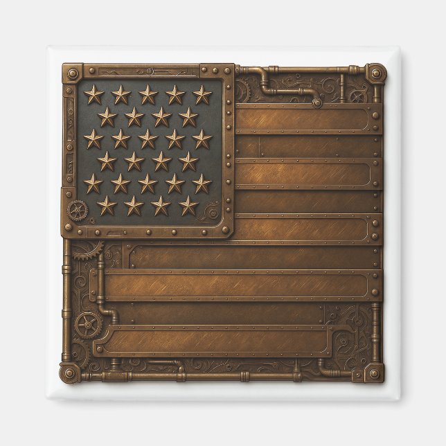 Steampunk American Flag. Magnet (Front)