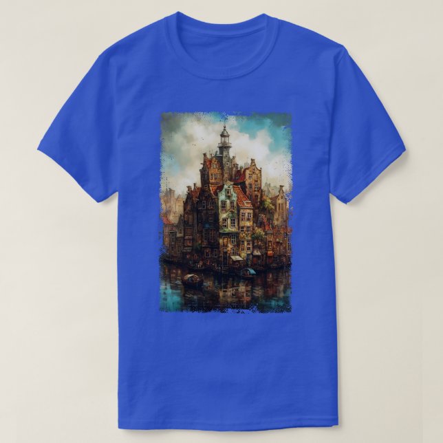 Steampunk Amsterdam Skyline 1 T-Shirt (Design Front)