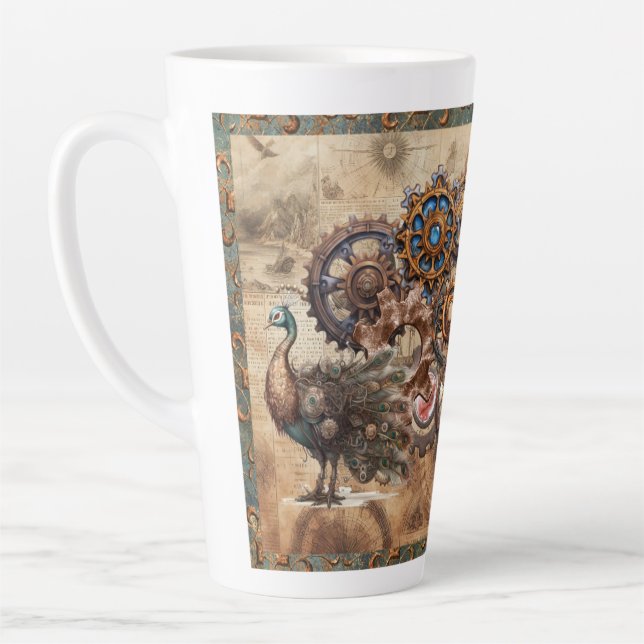 STEAMPUNK ANIMAL GEAR Latte Mug (Left)