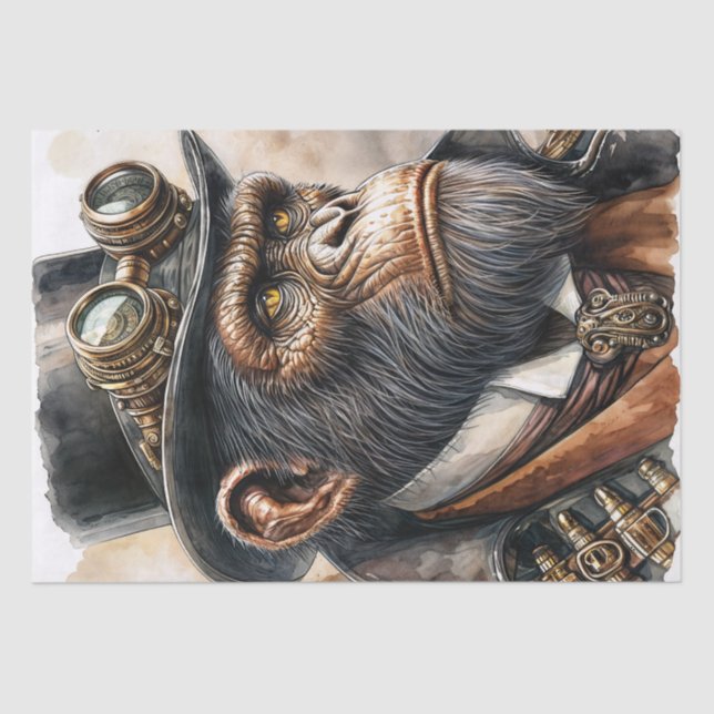Steampunk Ape Watercolor Art Tissue Paper (Front)