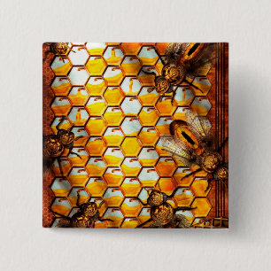 Steampunk - Apiary - The hive 15 Cm Square Badge