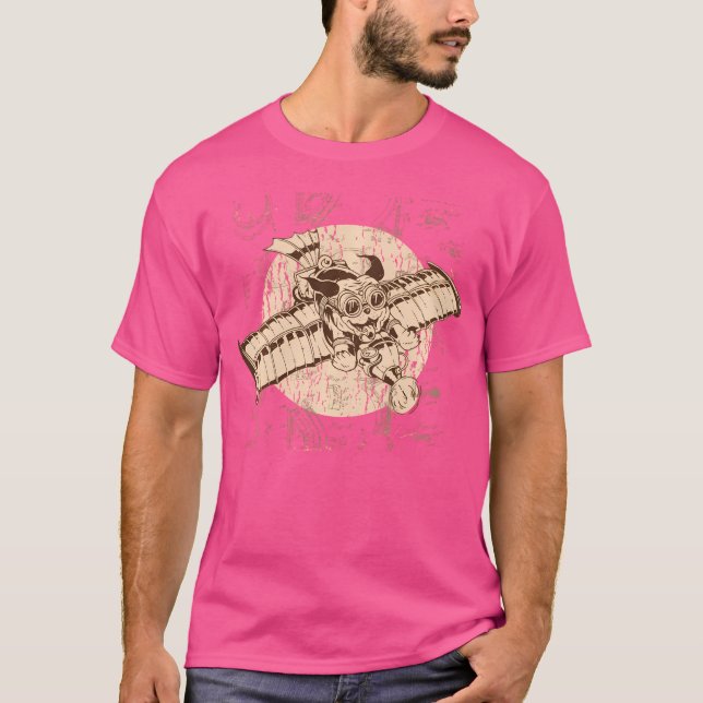 Steampunk Art Aeroplane Dog Mechanical Fantasy Sci T-Shirt (Front)