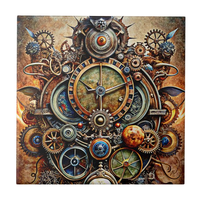 Steampunk Art Ceramic Tile (Front)