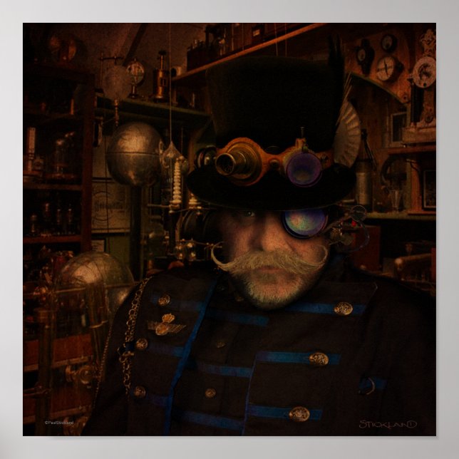Steampunk Art - Fantasy Inventor Captain Sean Poster (Front)