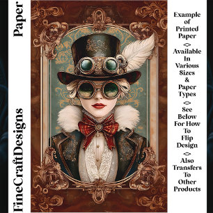 Steampunk / Art Nouveau Woman CM8 Scrapbook Paper