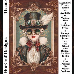 Steampunk / Art Nouveau Woman, Gold CM8 Decoupage Tissue Paper