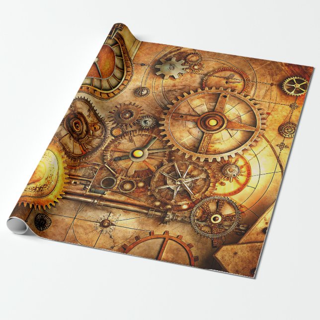 Steampunk Art Wrapping Paper (Unrolled)