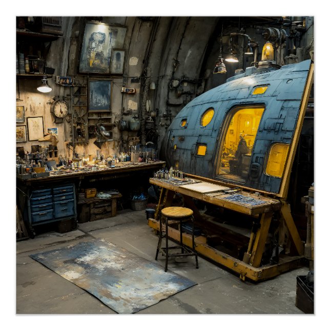 Steampunk Artist Submarine Studio Chaos Poster (Front)
