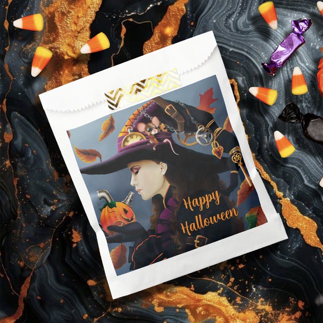 Steampunk Autumn Witch Pumpkin Clockwork Hat Favour Bags (Creator Uploaded)
