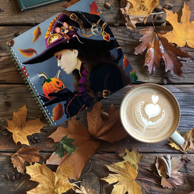 Steampunk Autumn Witch Pumpkin Clockwork Hat Notebook (Creator Uploaded)