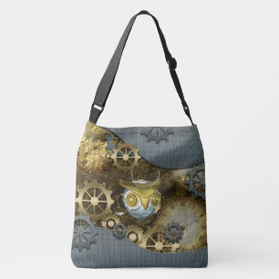 Steampunk, awesome   mechanical owl crossbody bag