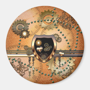 Steampunk, awsome shield with hearts magnet