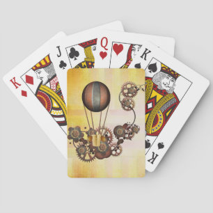 Steampunk Balloon Antique Yellow Playing Cards