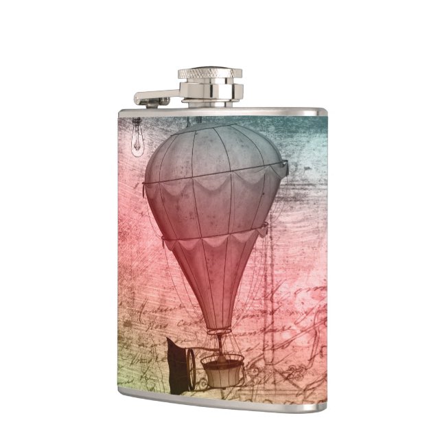 Steampunk Balloon Sketch Drinking Flask (Left)