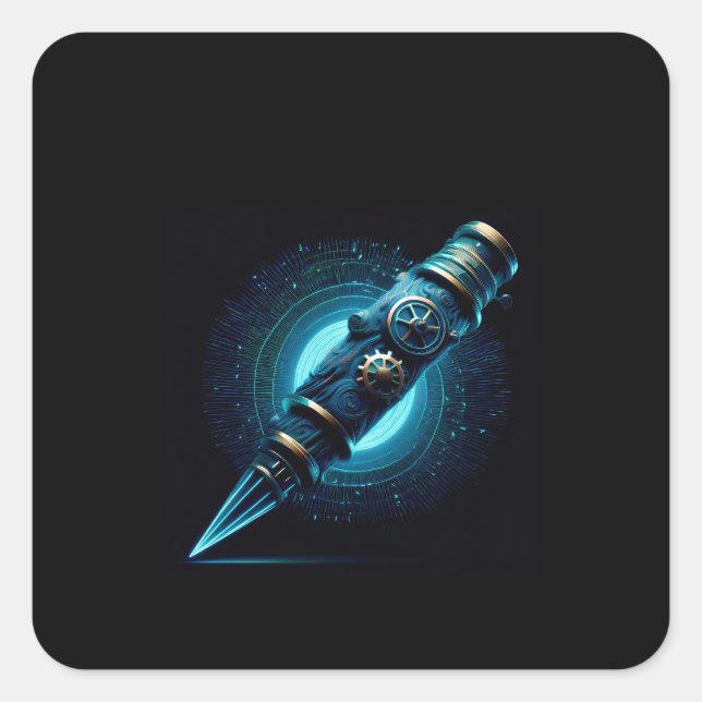 Steampunk Ballpoint Pen Square Sticker (Front)