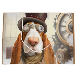Steampunk Basset Hound Large Gift Bag