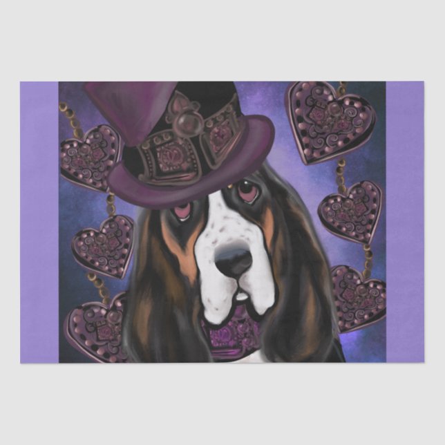 STEAMPUNK Basset Hound Tissue Paper (Front)