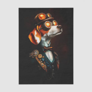 Steampunk Beagle Dog Portrait EM2R Decoupage Tissue Paper