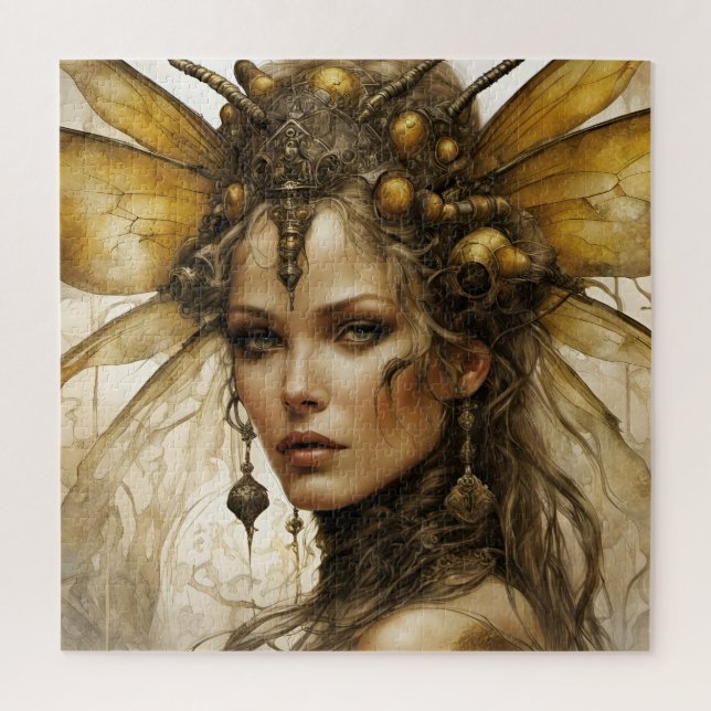 Steampunk Bee Insect Woman Jigsaw Puzzle (Vertical)