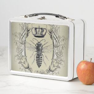steampunk beekeeper boss lady bee queen crown metal lunch box