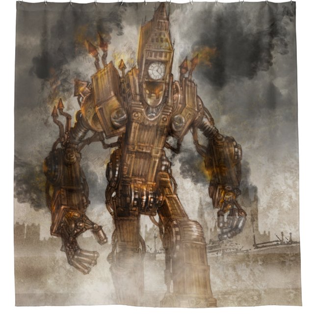 Steampunk Big Ben Shower curtain (Front)