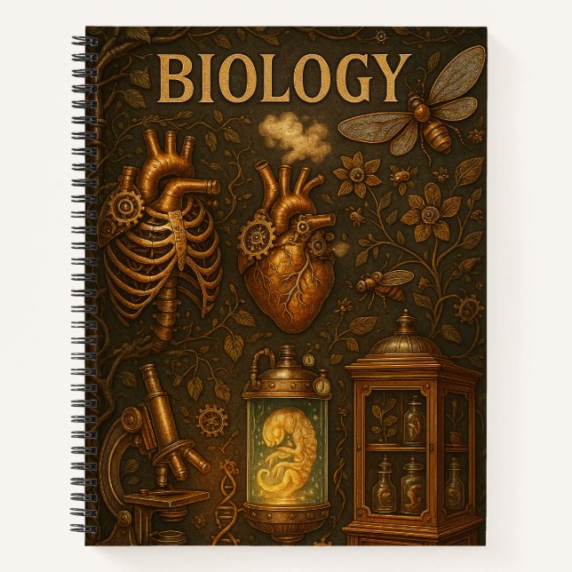 Steampunk Biology. Vintage Anatomy & Botanical. Notebook (Front)