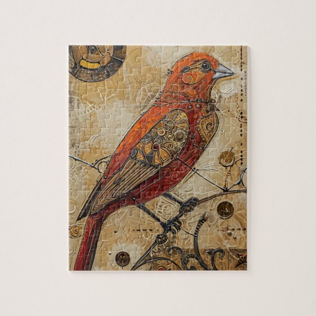 Steampunk Bird Art Small Jigsaw Puzzle (Vertical)