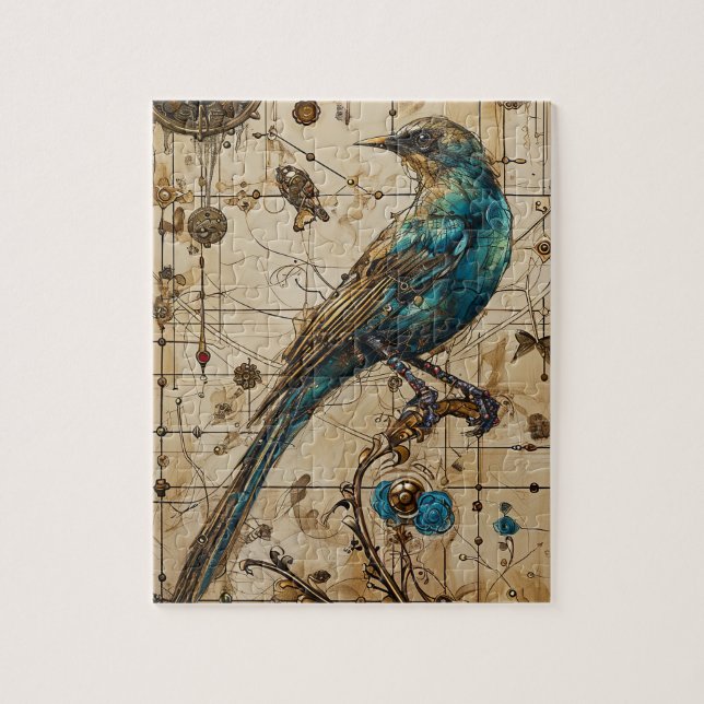 Steampunk Bird Art Small Jigsaw Puzzle (Vertical)