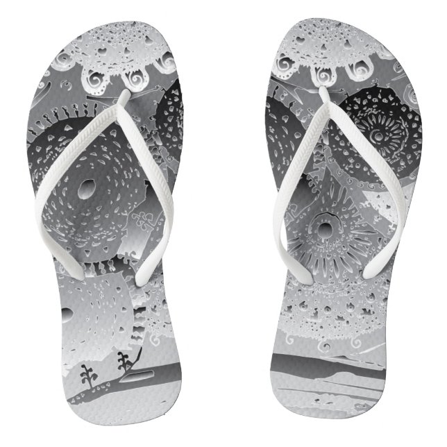 Steampunk blk&wht Mandalas Jandals (Footbed)
