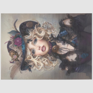 Steampunk Blonde-Lady Cogsworth Decoupage  Tissue Paper