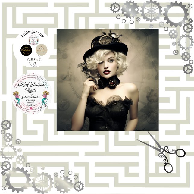 Steampunk Blonde Lady in Black Decoupage  Tissue Paper (Creator Uploaded)