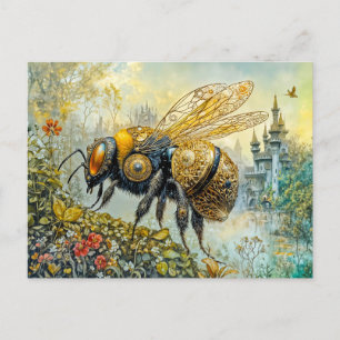 Steampunk blossom bee postcard