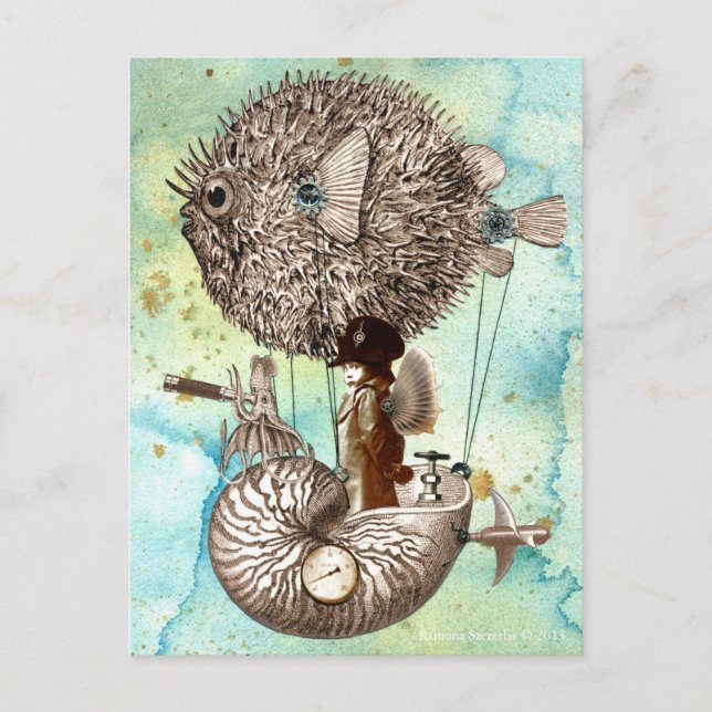 Steampunk Blowfish Mobile Postcard (Front)