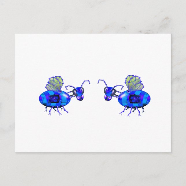 steampunk bluebees postcard (Front)