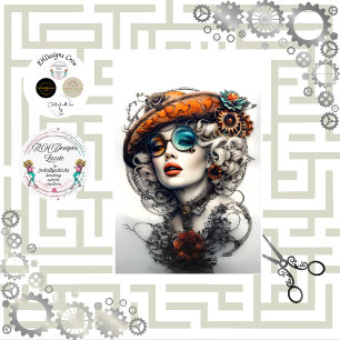 Steampunk Boho Adventurous Cassandrea Decoupage  Tissue Paper