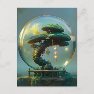 Steampunk Bonsai Tree in a Glass Orb Postcard