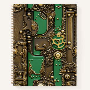 Steampunk Book Industrial Green