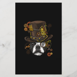 Steampunk Boston Terrier Dog Shirt Steampunk Lover Stationery