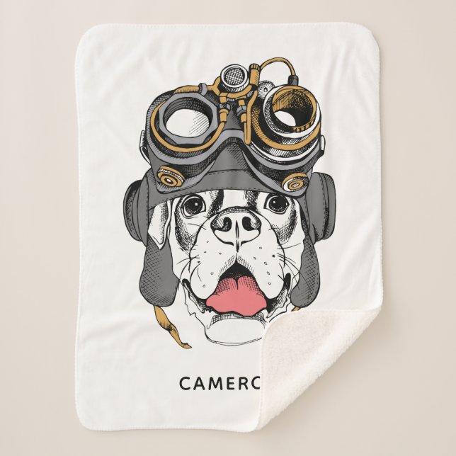 Steampunk Boxer | Add Your Name Sherpa Blanket (Front)