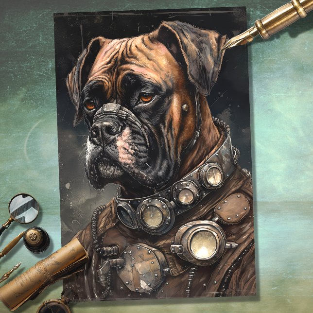 Steampunk Boxer Dog 2 Decoupage Paper (Creator Uploaded)