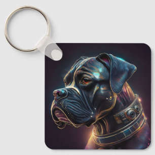 Steampunk Boxer Dog Key Ring