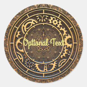 Steampunk Bronze Gears Filigree Classic Round Sticker