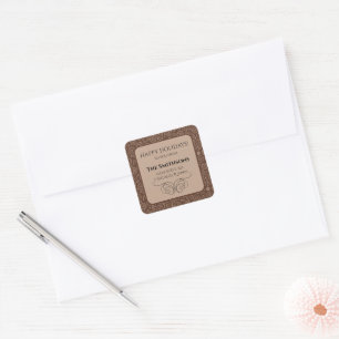 Steampunk Brown & White Gears Return Address Square Sticker