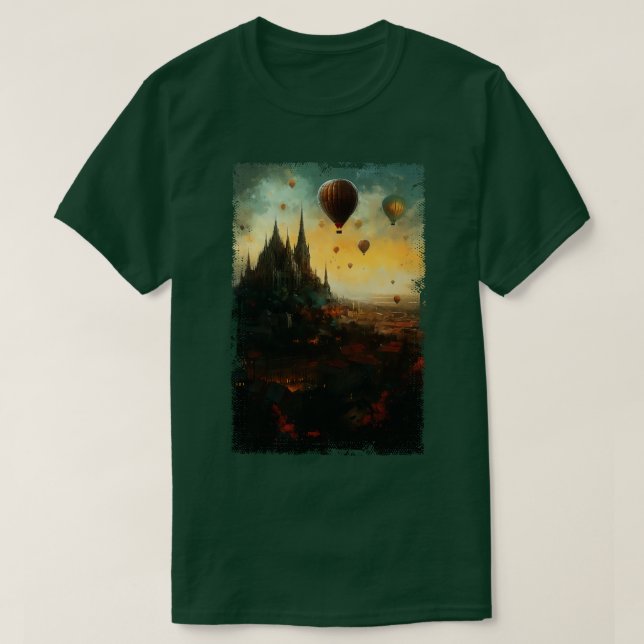 Steampunk Budapest Skyline 1 T-Shirt (Design Front)